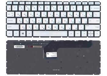 Клавиатура для ноутбука HP Envy (13-d) с подсветкой (Light) Silver, (Black Frame) RU