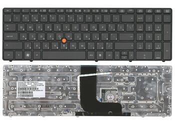 Клавиатура для ноутбука HP EliteBook (8560W) с указателем (Point Stick), Black Gray, (Gray Frame) RU